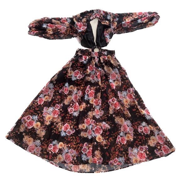 Amaroso Boutique Black Multi Coloured Floral Della Maxi Dress Womens Aus Size 12 - Picture 14 of 14